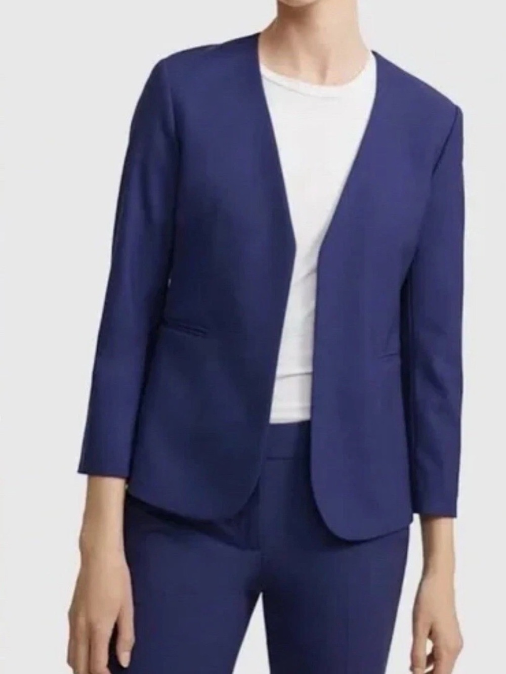 Theory Navy Lindrayia Good Wool Blazer Size 0 EUC